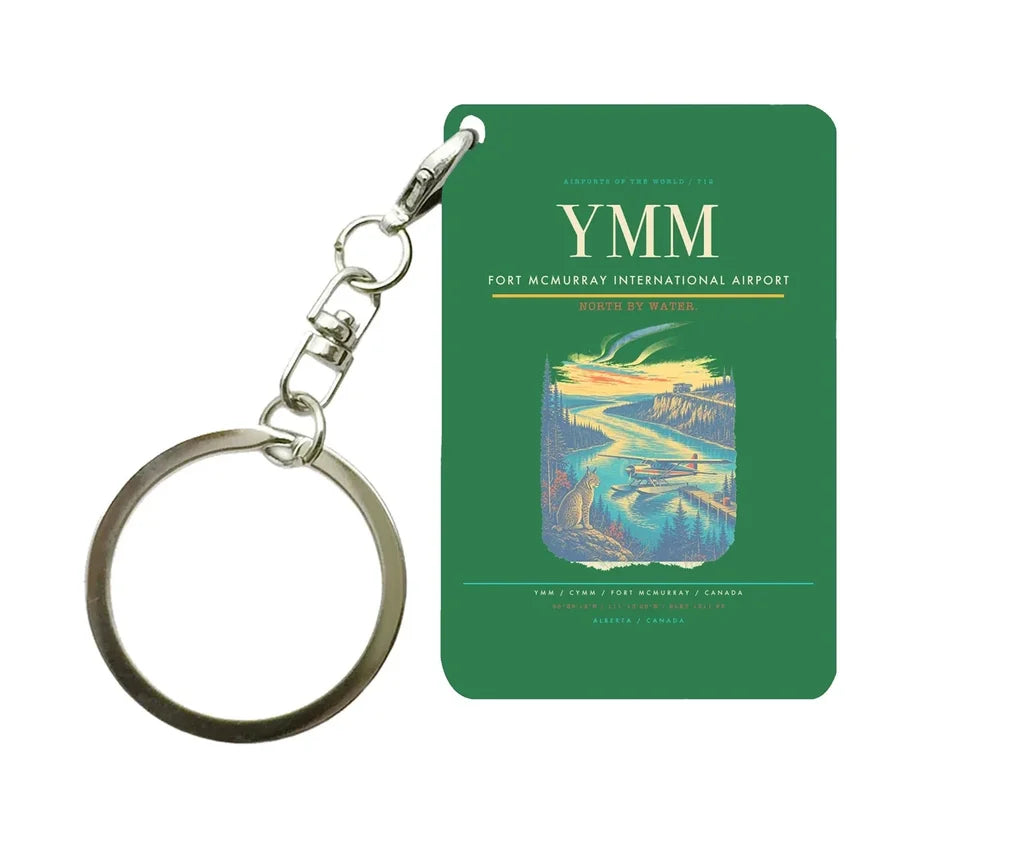 Fort McMurray International Airport (YMM) design on green key chain