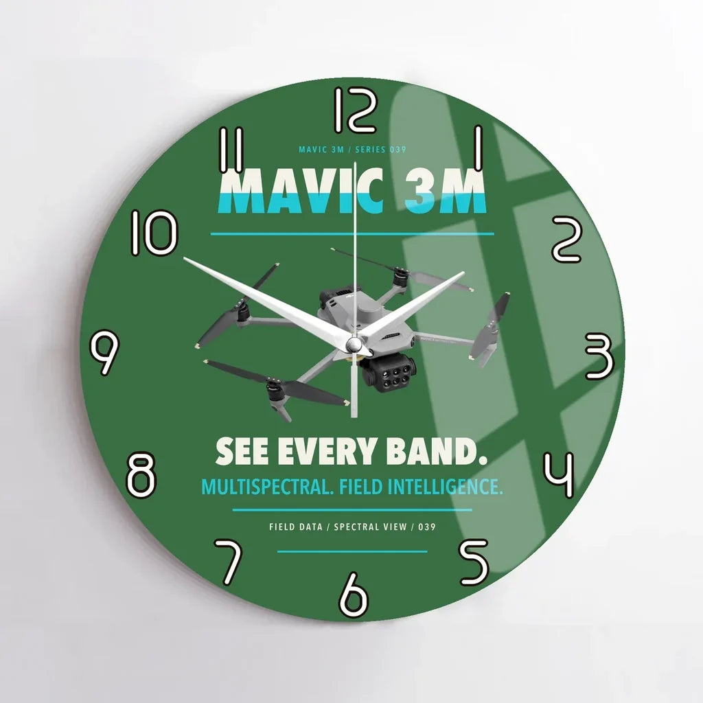 DJI Mavic 3 Multispectral design on green no frame wall clock