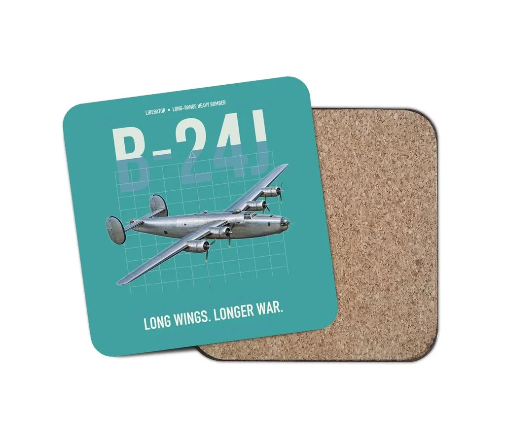 B-24J Liberator design on turquoise 1 piece coaster