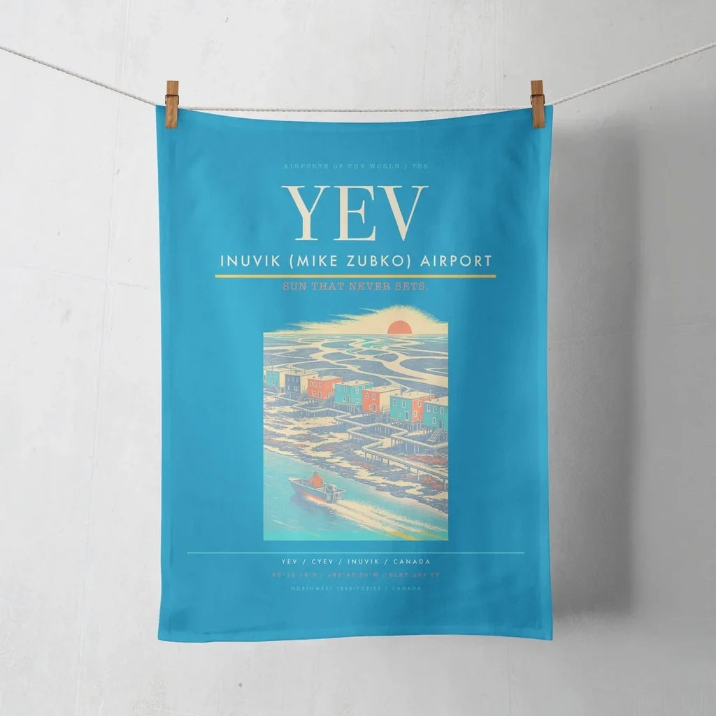 Inuvik (Mike Zubko) Airport (YEV) design on turquoise towel