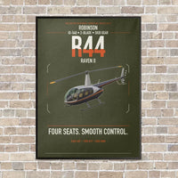 Thumbnail for Robinson R44 Raven II vertical canvas print - framed - green army background