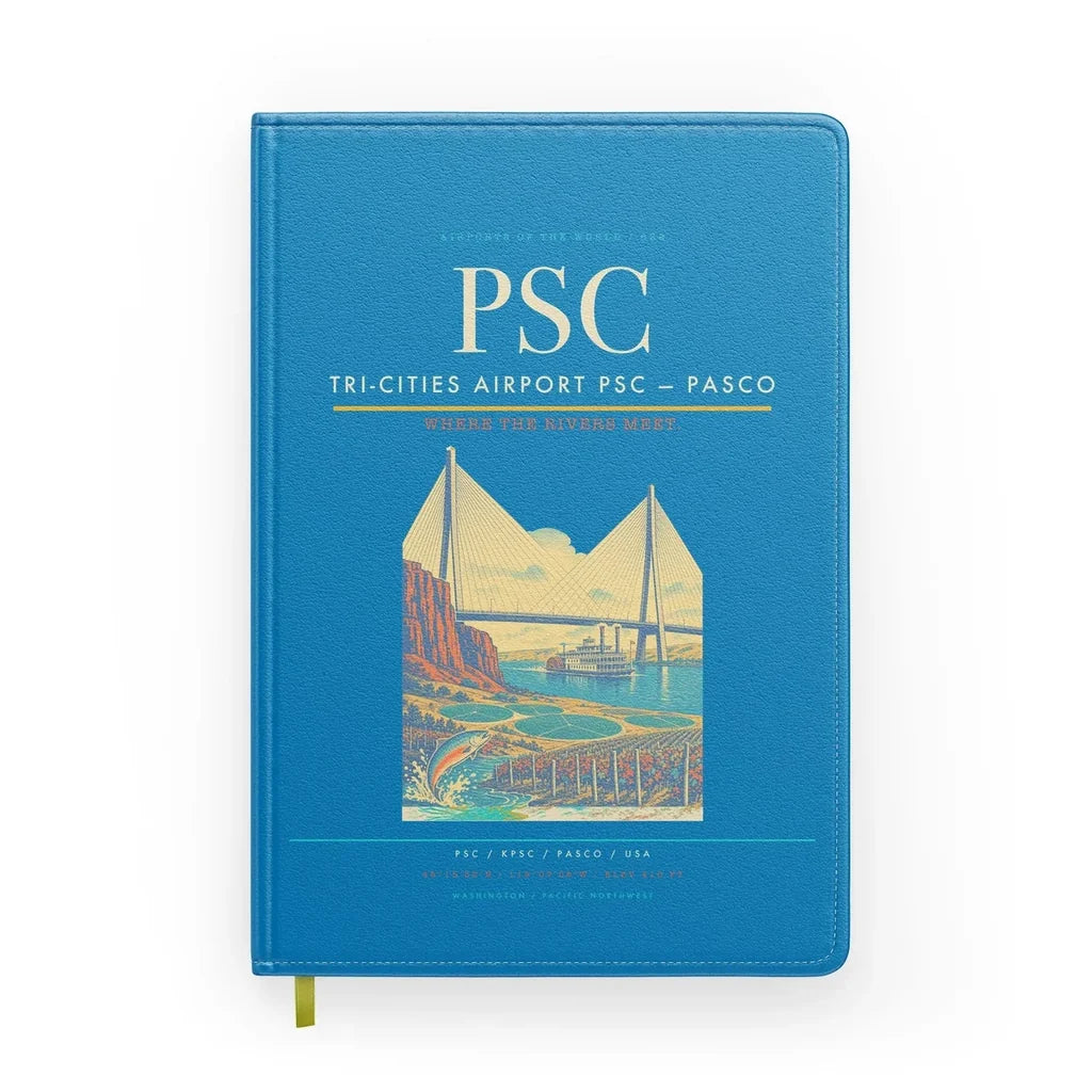 Tri-Cities Airport (PSC) design on turquoise notebook