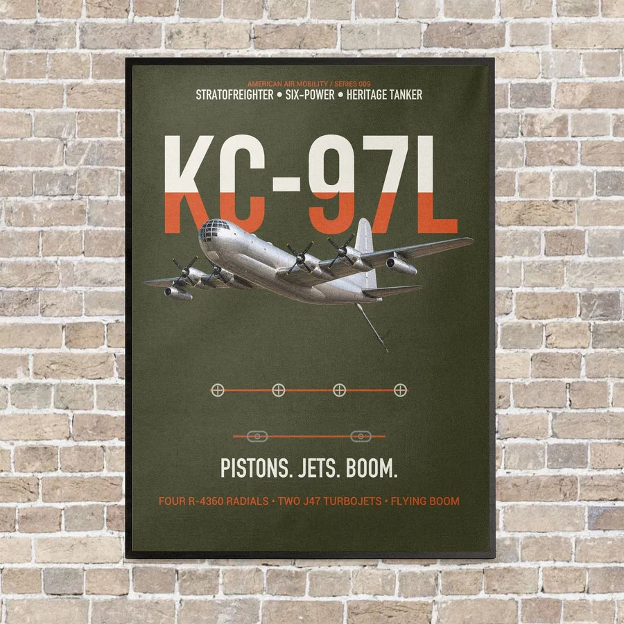 KC-97L STRATOFREIGHTER vertical canvas print - framed - green army background