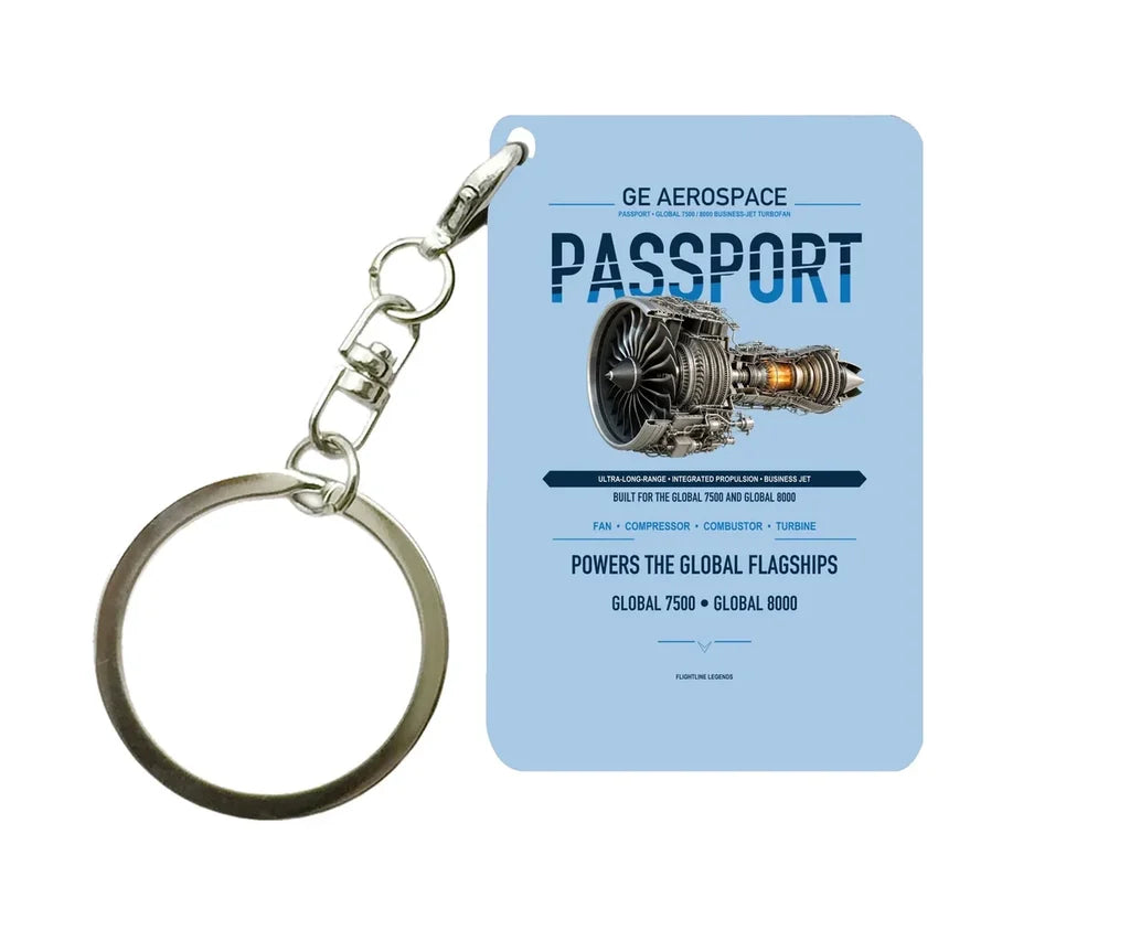 PASSPORT Key Chain design on light blue key chain