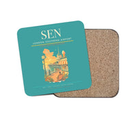 Thumbnail for London Southend Airport (SEN) design on turquoise 1 piece coaster