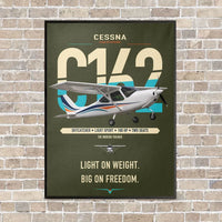 Thumbnail for Cessna 162 Skycatcher vertical canvas print - framed - green army background