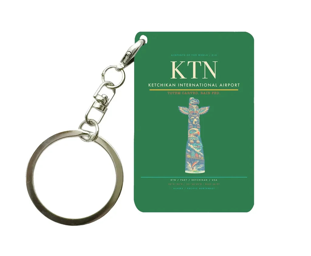 Ketchikan International Airport (KTN) design on green key chain