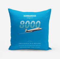 Thumbnail for Bombardier Global 8000 design on turquoise pillow
