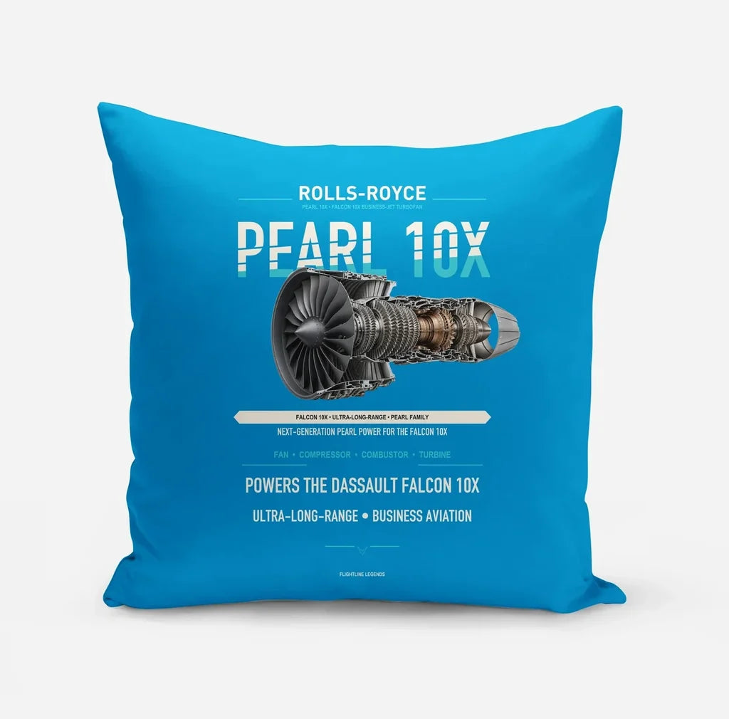 PEARL 10X design on turquoise pillow