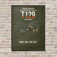 Thumbnail for Turkish Aerospace T129 ATAK Phase 2 vertical canvas print - framed - green army background