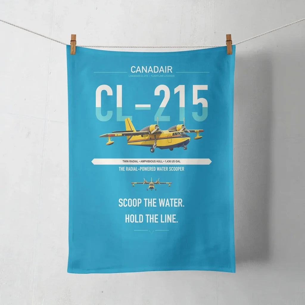 Canadair CL-215 design on turquoise towel