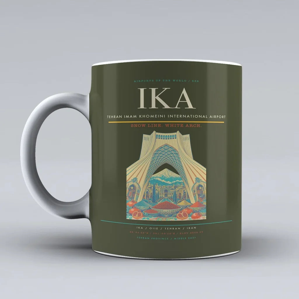 Imam Khomeini International Airport IKA Mug design on green army tehran