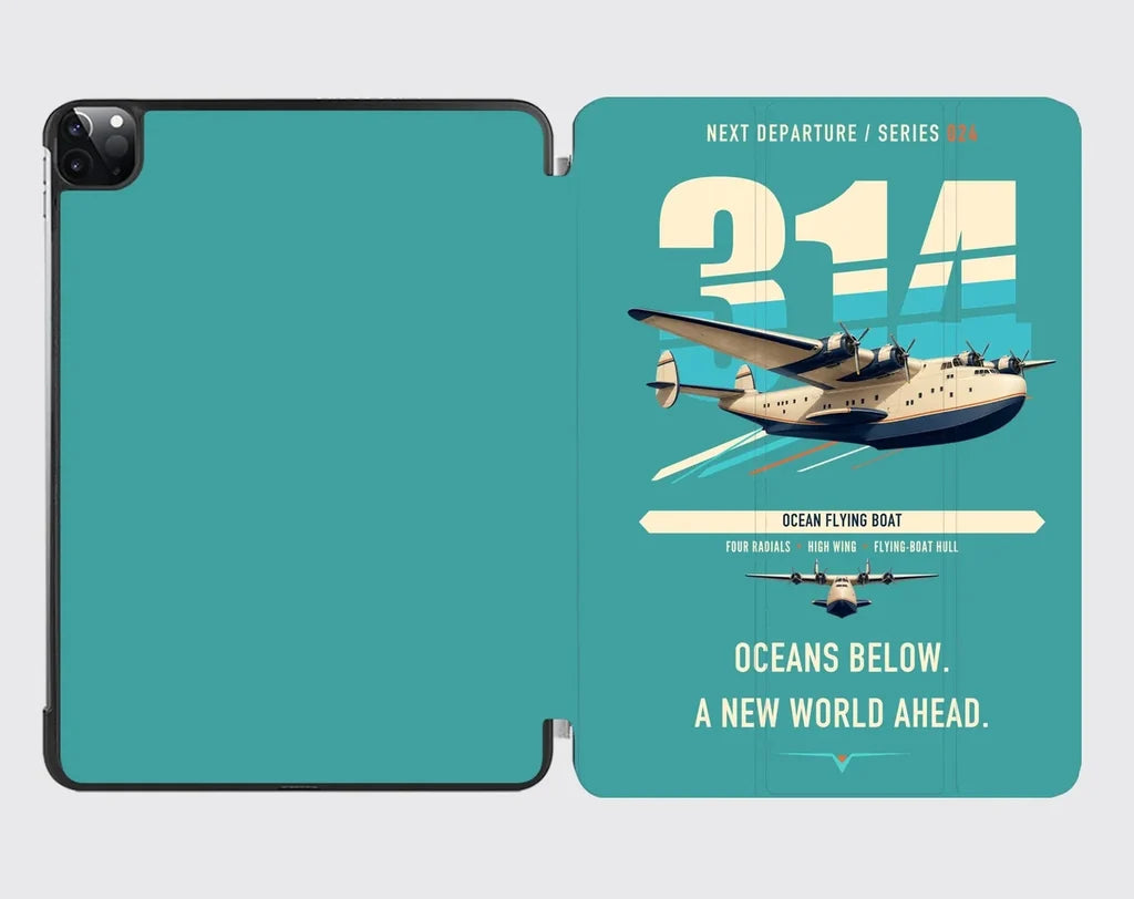 Boeing 314 Clipper design on turquoise ipad tablet case