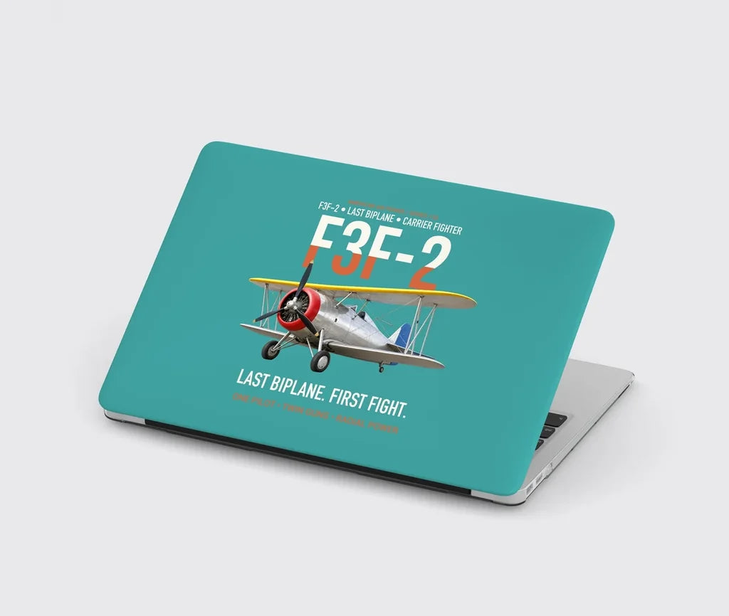 F3F-2 Last Biplane First Fight design on turquoise MacBook case