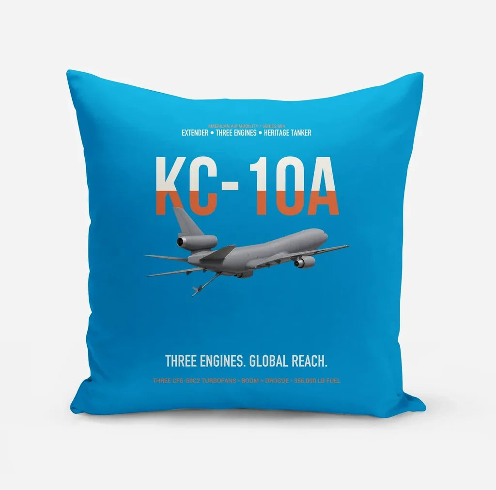 KC-10A EXTENDER design on turquoise pillow