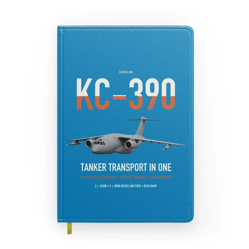 Embraer KC-390 Millennium design on turquoise notebook