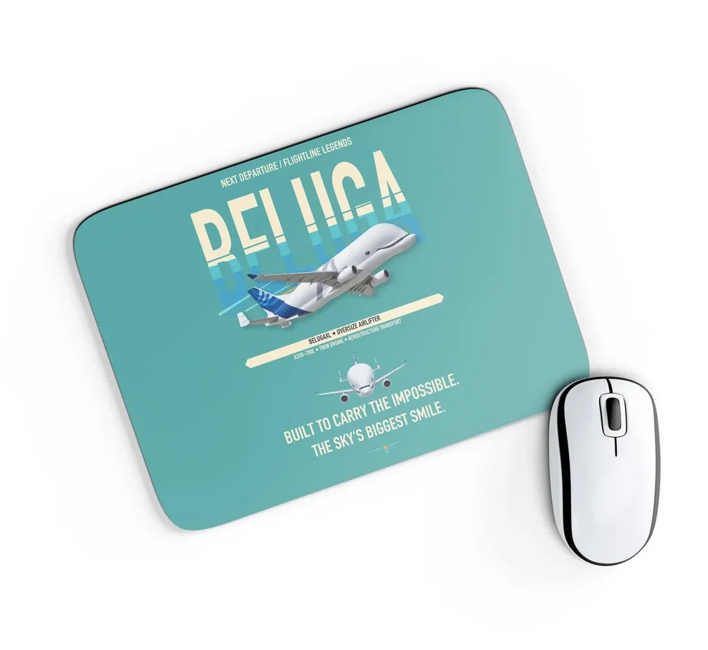 Airbus BelugaXL / A330-743L design on turquoise rectangle mouse pad
