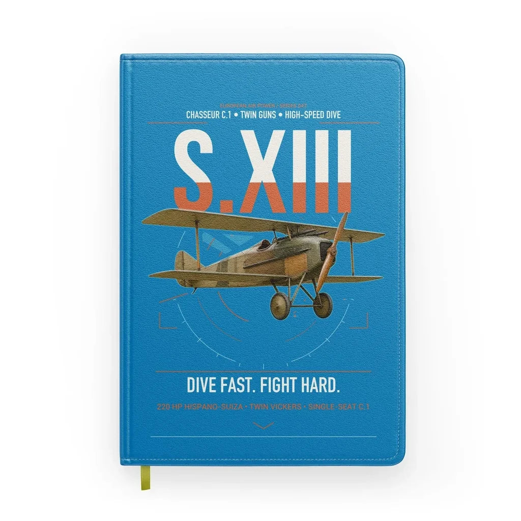 SPAD S.XIII C.1 design on turquoise notebook