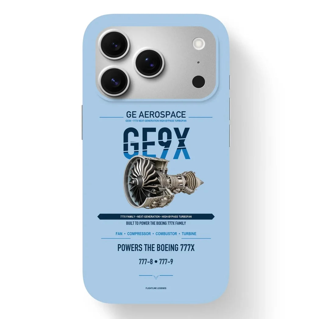 GE9X Case design on light blue iphone case