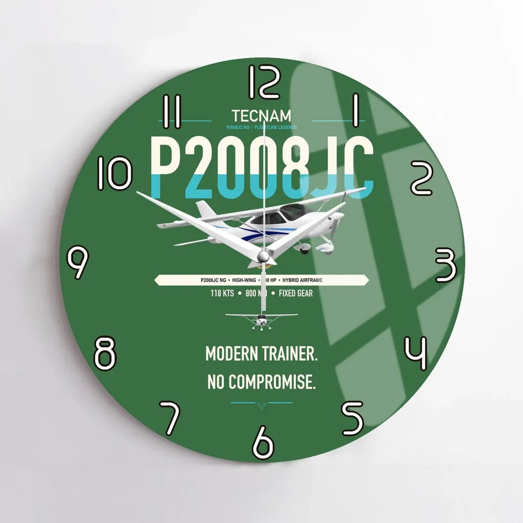 Tecnam P2008JC NG design on green no frame wall clock