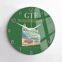 Thumbnail for Great Falls International Airport (GTF) design on green no frame wall clock