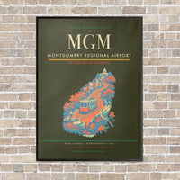 Thumbnail for Montgomery Regional Airport MGM vertical canvas print - framed - green army background