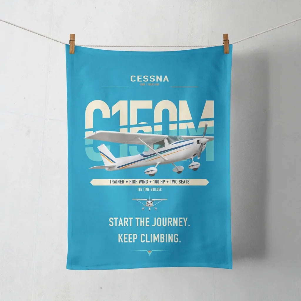 Cessna 150M design on turquoise towel
