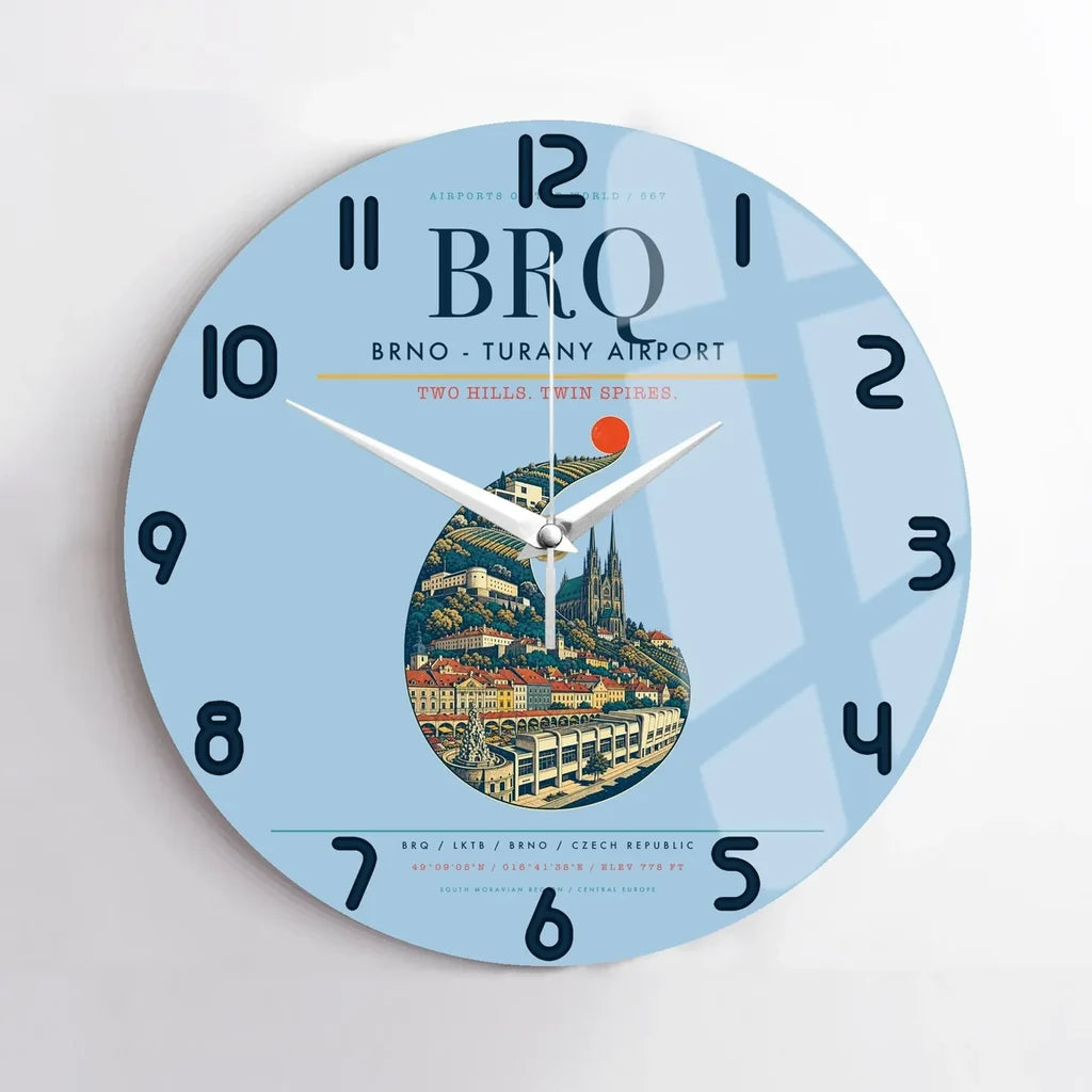 Brno - Turany Airport BRQ Wall-Clock No-Frame - Light Blue