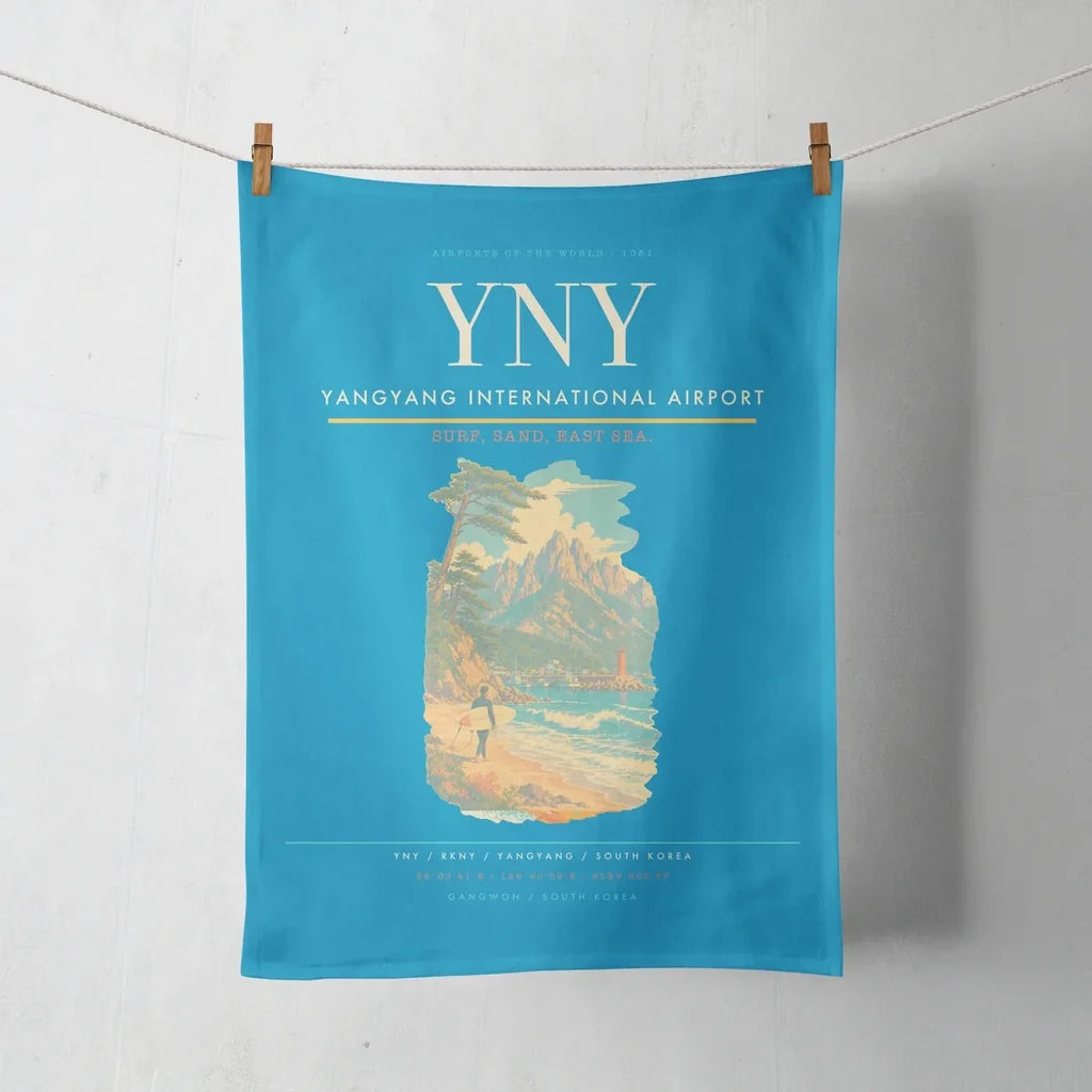 Yangyang International Airport (YNY) design on turquoise towel