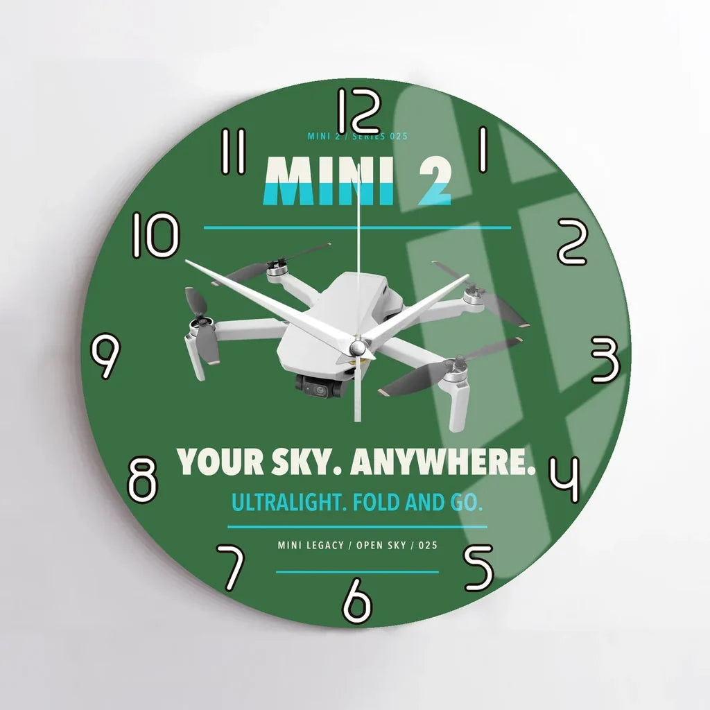 DJI Mini 2 design on green no frame wall clock