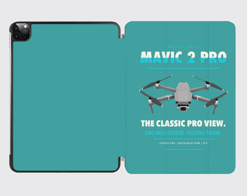 DJI Mavic 2 Pro design on turquoise ipad tablet case