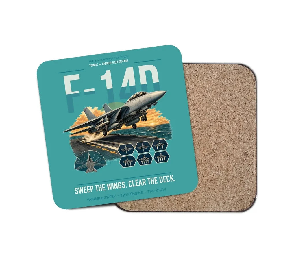 F-14D Tomcat design on turquoise 1 piece coaster