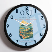 Thumbnail for Okayama Momotaro Airport (OKJ) design on light blue framed wall clock