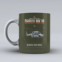 Thumbnail for HAL ALH Dhruv Mk III design on green army ceramic mug, double-side print
