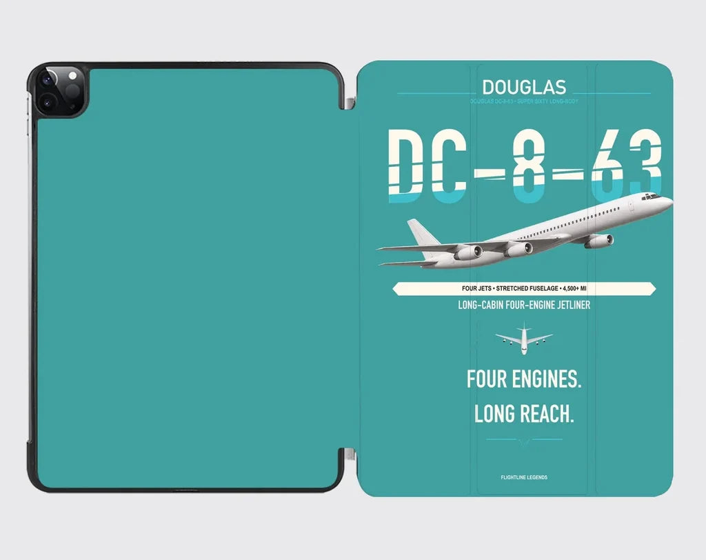 Douglas DC-8-63 design on turquoise ipad tablet case