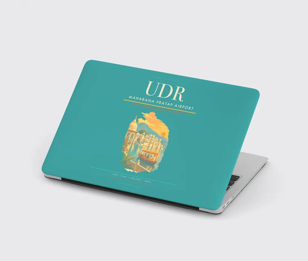 Maharana Pratap Airport (UDR) design on turquoise MacBook case