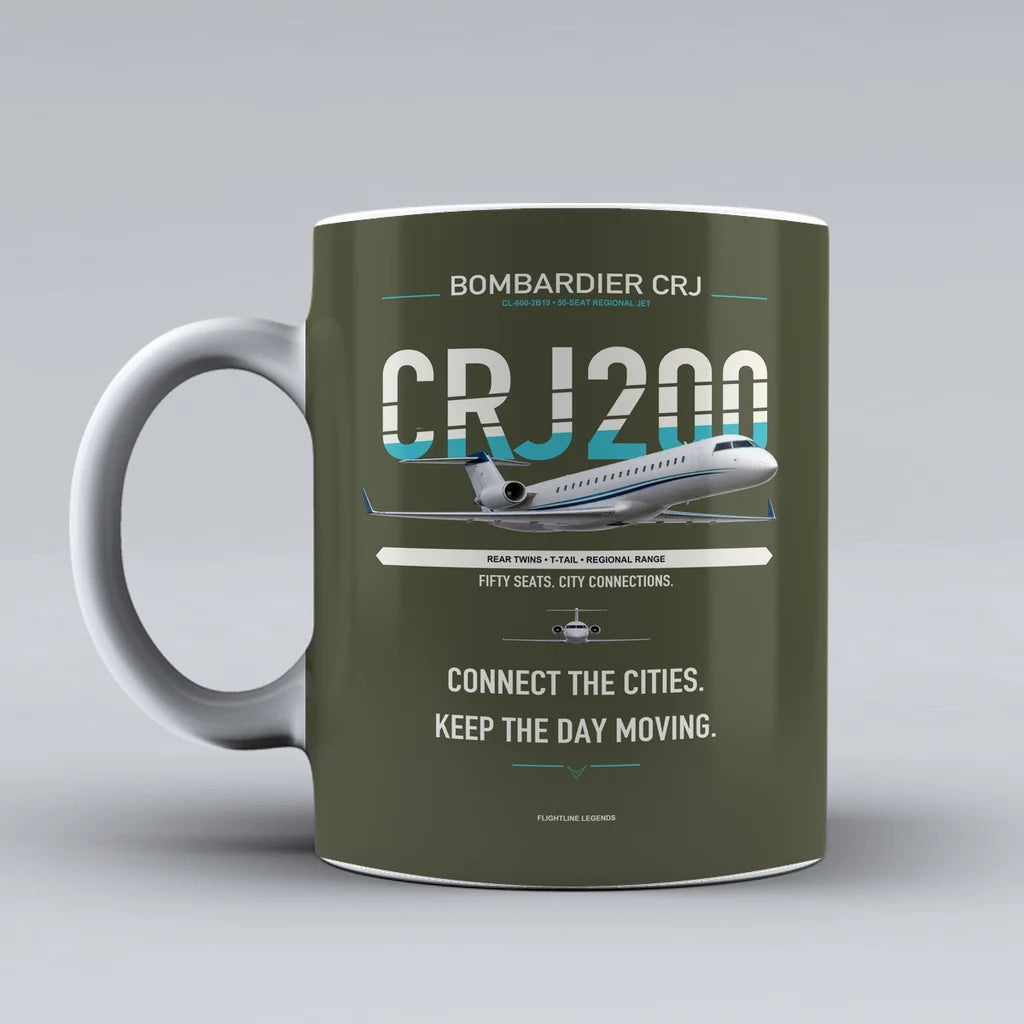 Mug design on green army crj200