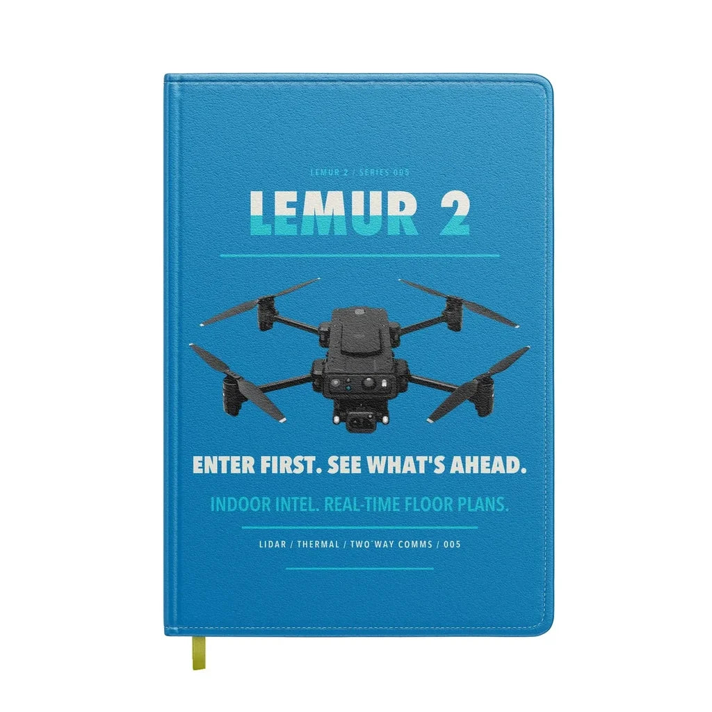 BRINC LEMUR 2 design on turquoise notebook