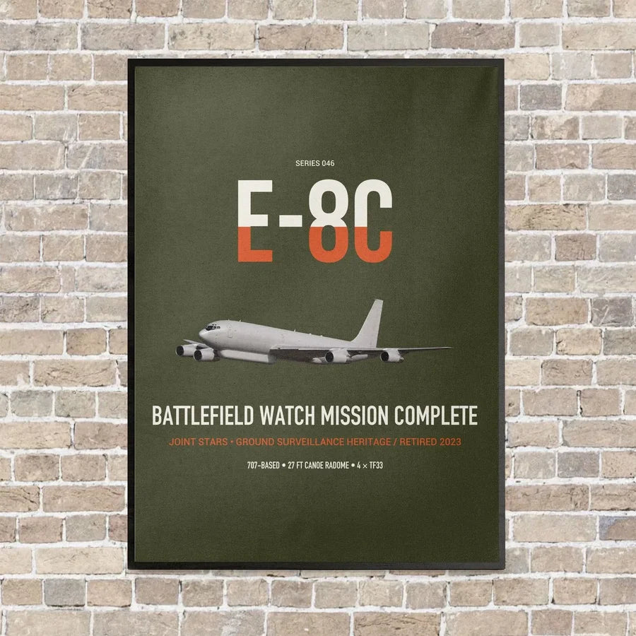 E-8C Joint STARS vertical canvas print - framed - green army background
