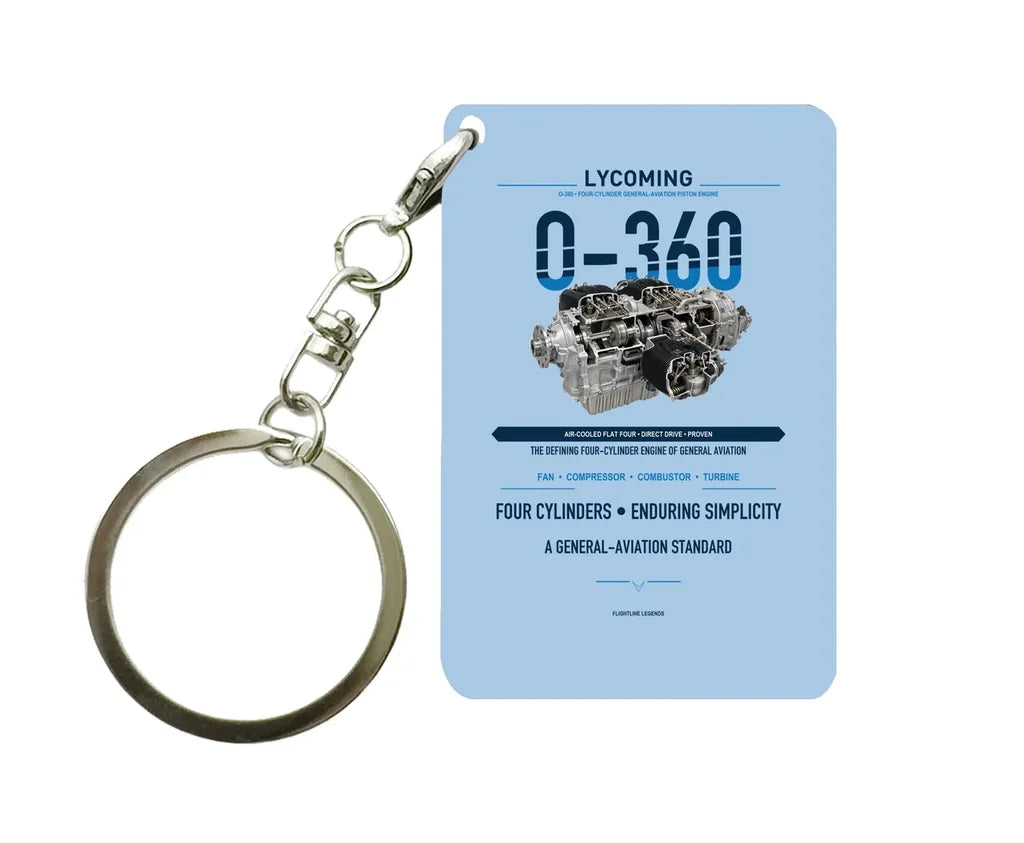 O-360 Key Chain design on light blue key chain