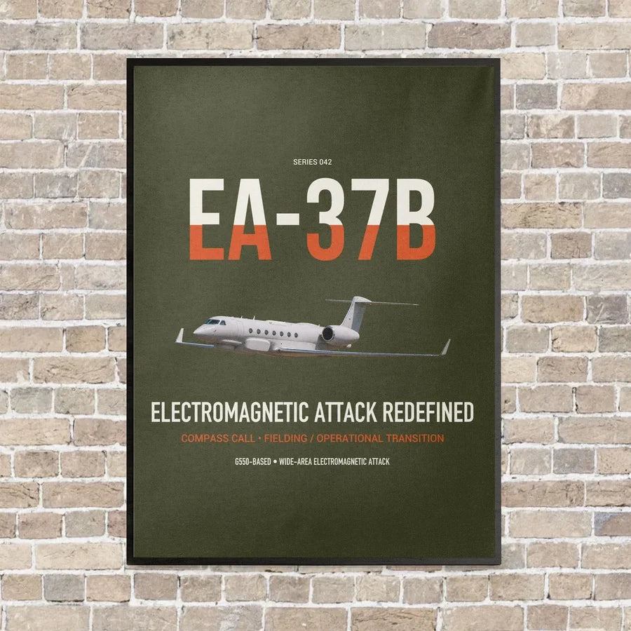 EA-37B Compass Call vertical canvas print - framed - green army background
