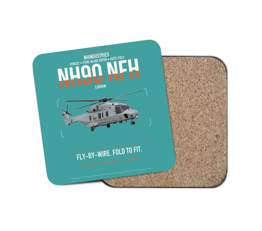 NHIndustries NH90 NFH Caïman design on turquoise 1 piece coaster