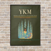 Thumbnail for Yakima Air Terminal (McAllister Field) YKM vertical canvas print - framed - green army background