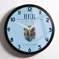 Thumbnail for Berlin Brandenburg Airport Willy Brandt (BER) design on light blue framed wall clock