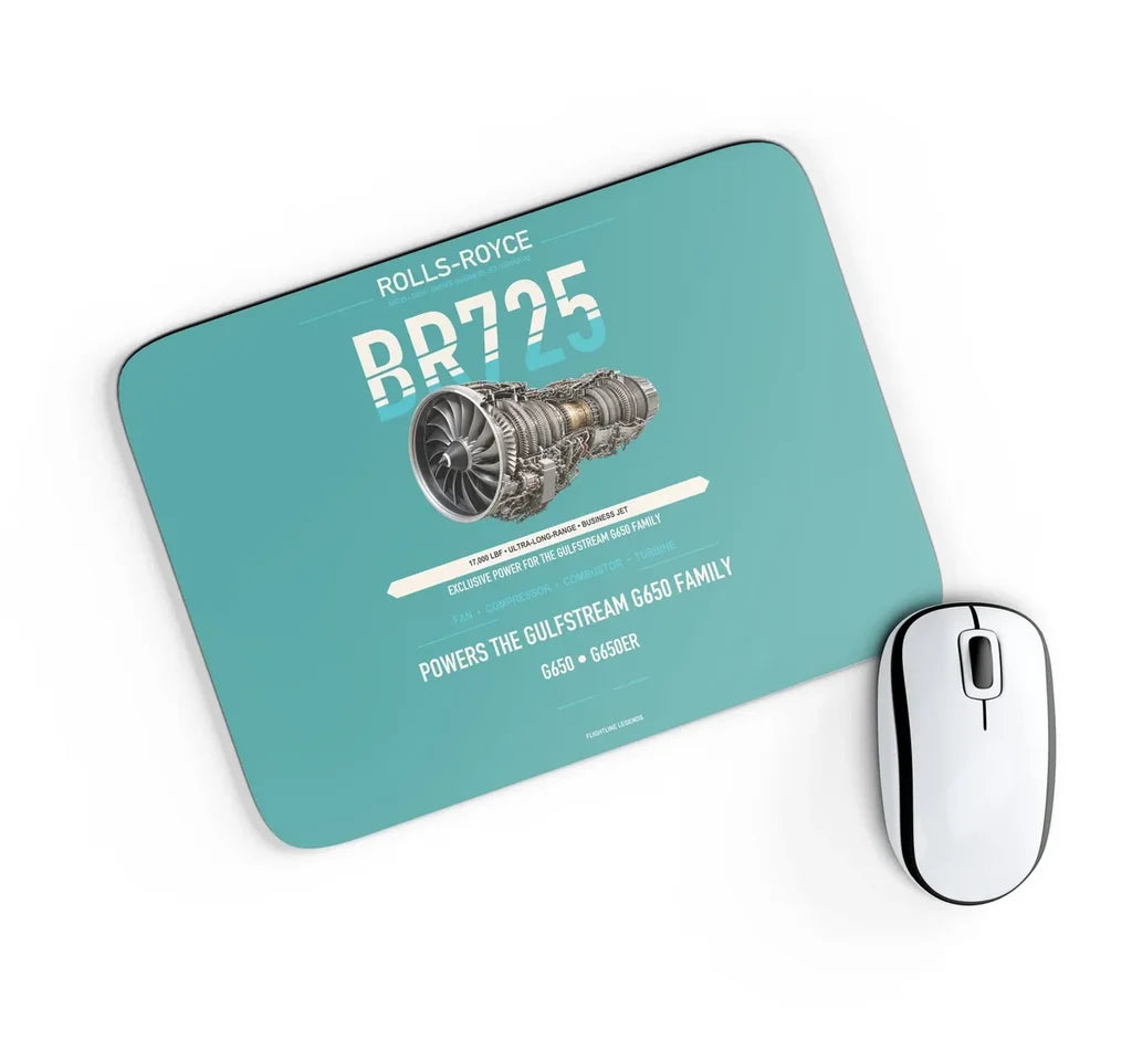 BR725 design on turquoise rectangle mouse pad