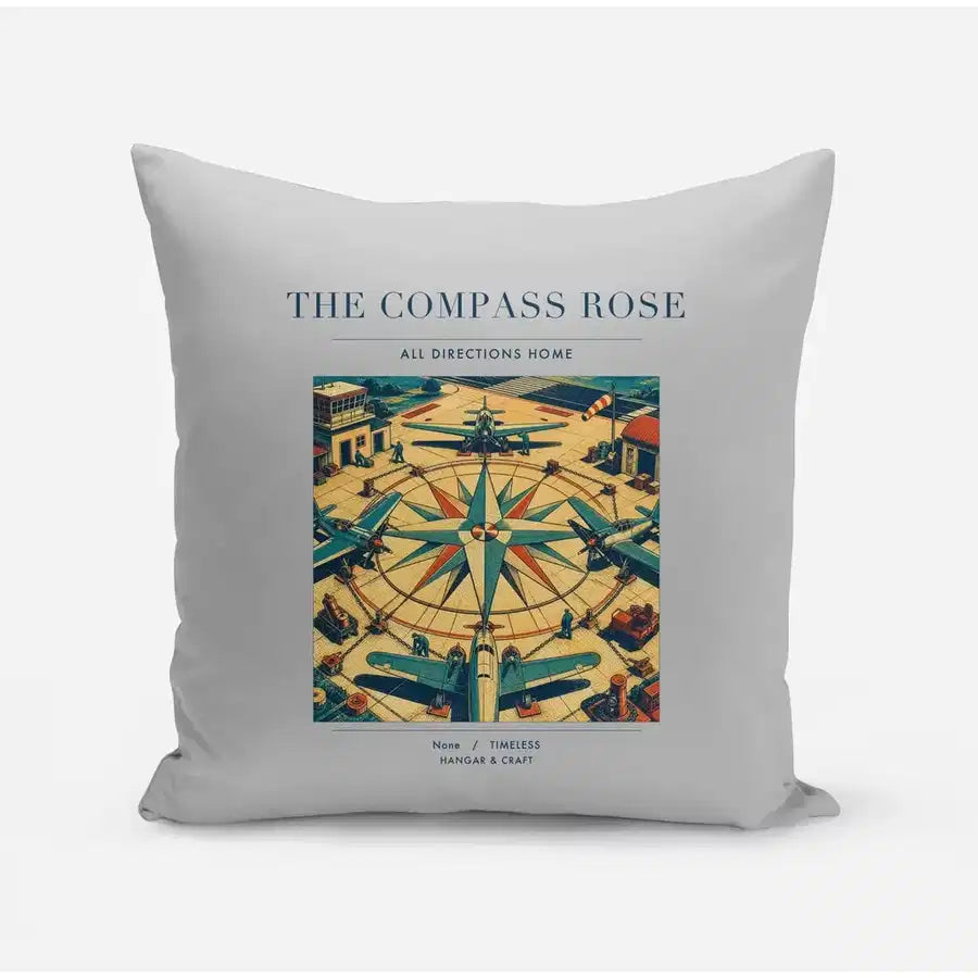 VINTAGE G4139 - The Compass Rose - Designed Pillows design on lightgray
