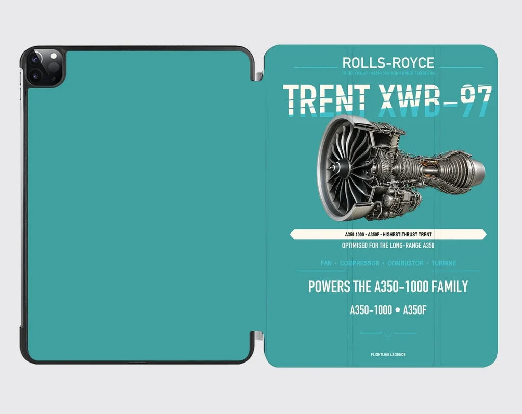 TRENT XWB-97 design on turquoise ipad tablet case