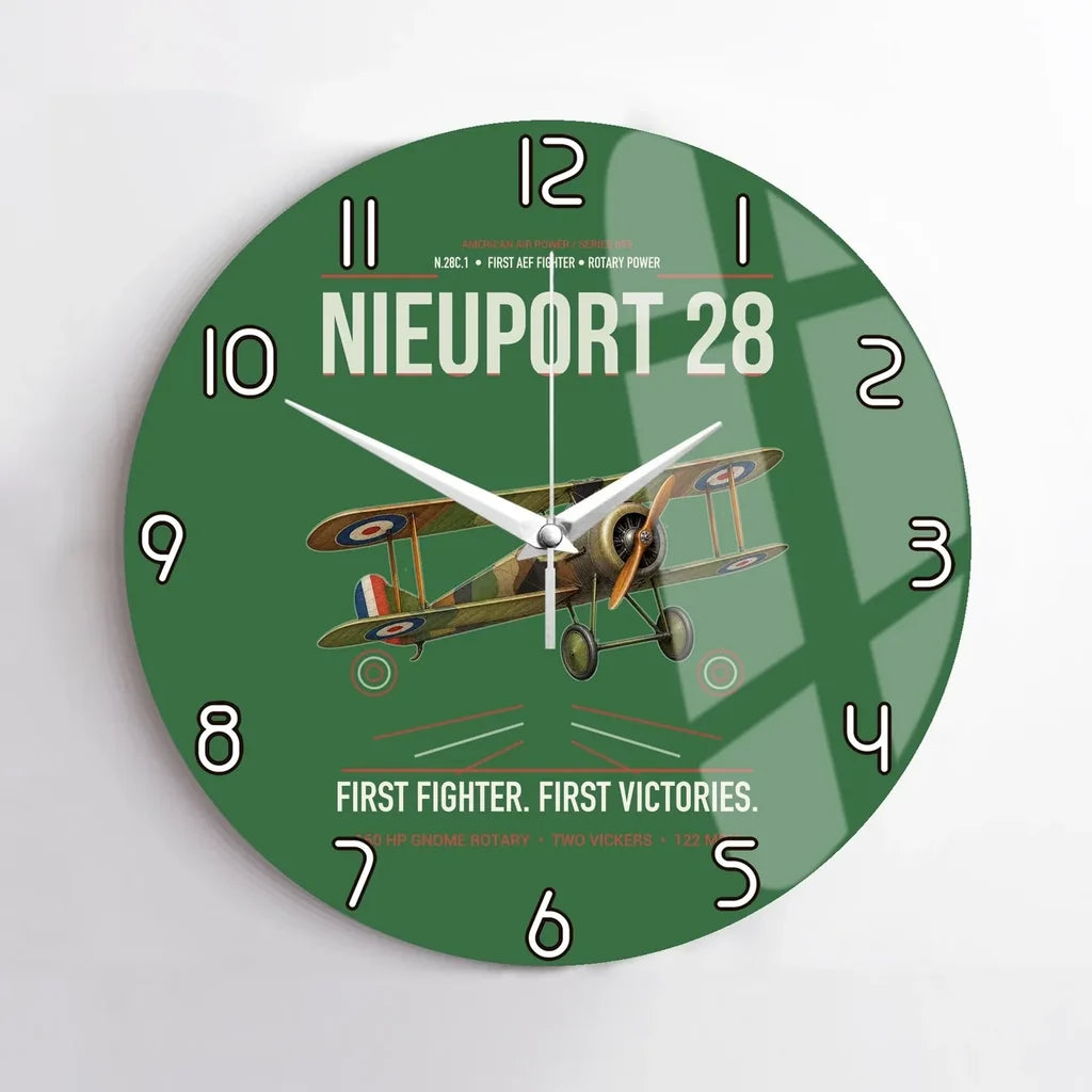 Nieuport 28C.1 design on green no frame wall clock