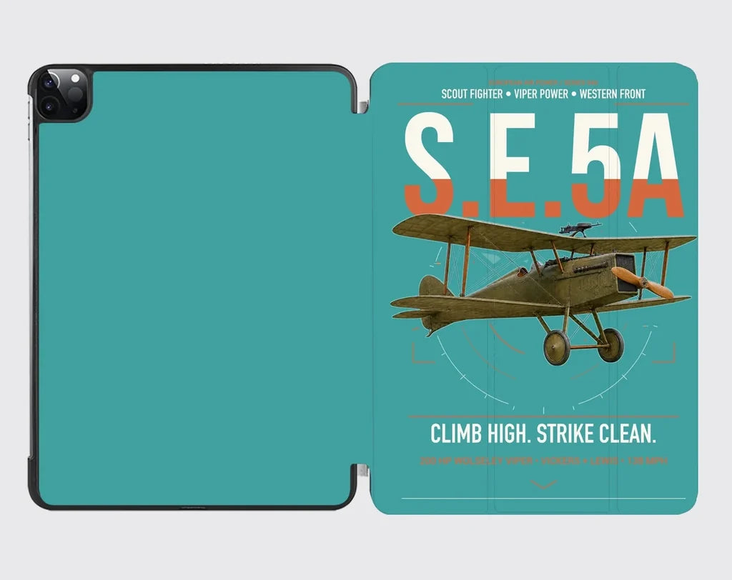 Royal Aircraft Factory S.E.5a design on turquoise ipad tablet case