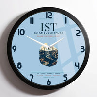 Thumbnail for Istanbul Airport (IST) design on light blue framed wall clock